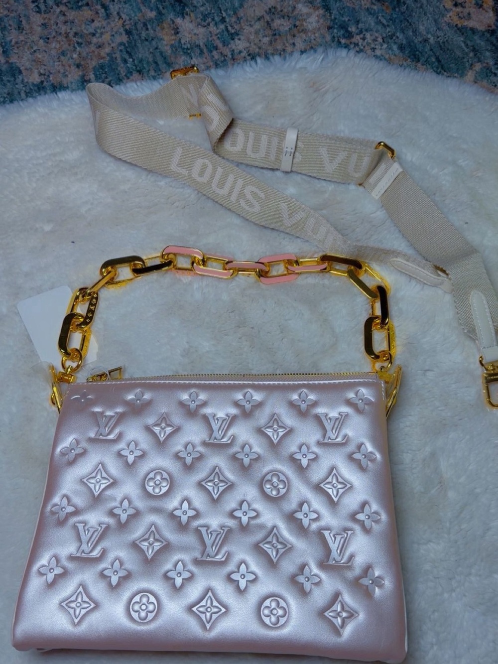 Pink Vernis Chain and Canvas Strap Crossbody Pouch - Picture 4 of 4